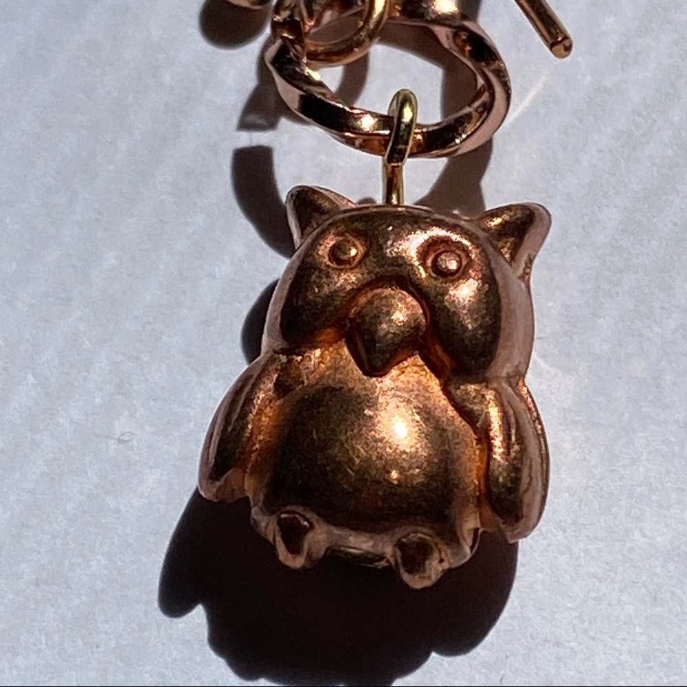HAND CRAFTED Earrings Owl Copper Dangle Harry Potter Steampunk Hedwig Pierced - Picture 3 of 4